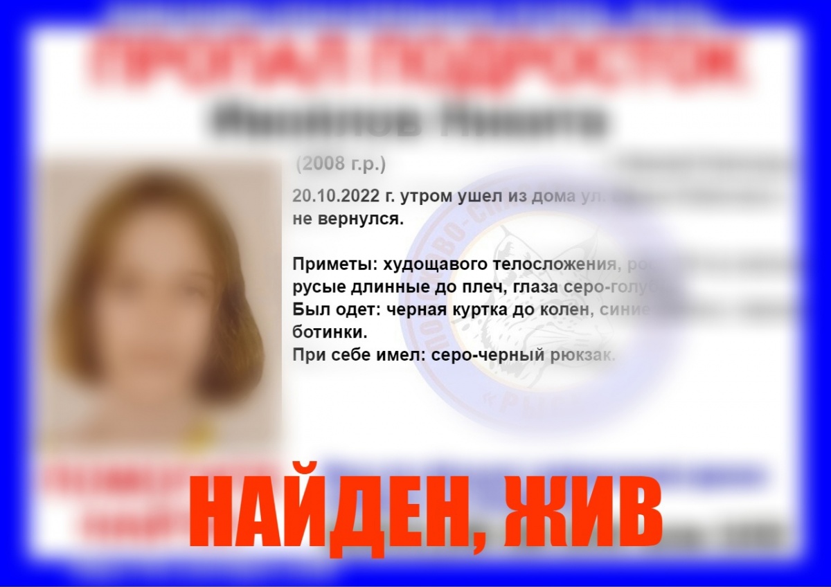 14-летний подростка, пропавшего в Нижнем Новгороде, нашли живым - фото 1