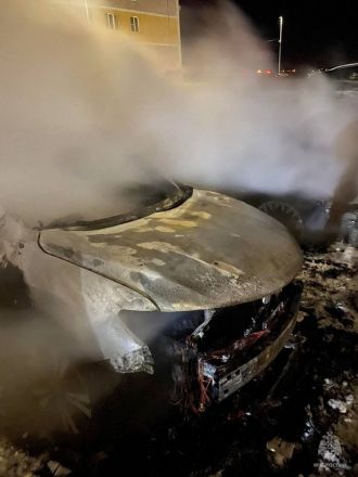 Два автомобиля сгорели на парковке на Волжской набережной - фото 3