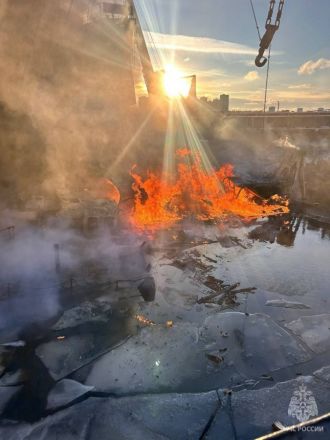 Опубликованы фото с места мощного пожара в затоне у Борского моста - фото 3